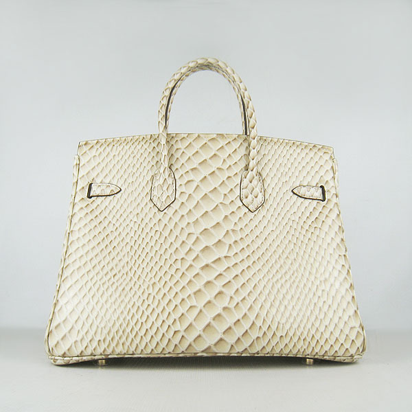 High Quality Fake Hermes Birkin 35CM Fish Veins Leather Bag Beige 6089